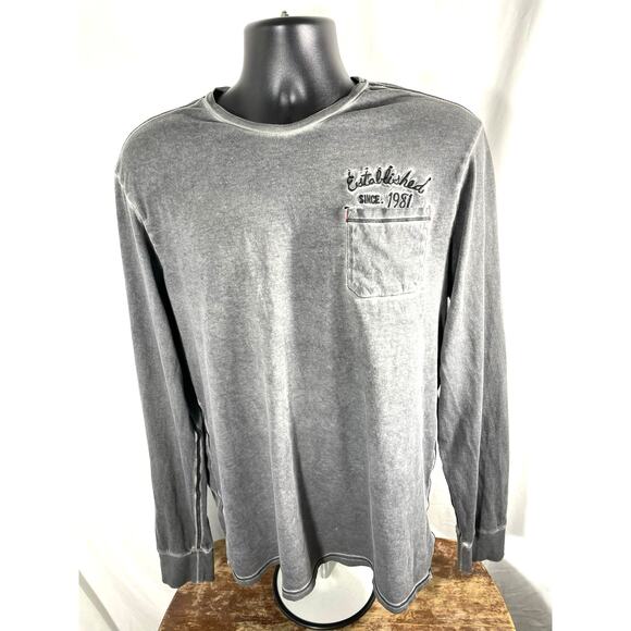 Guess XL Washed Gray Long Sleeve Tee Supercharged Graphic - Picture 1 of 8